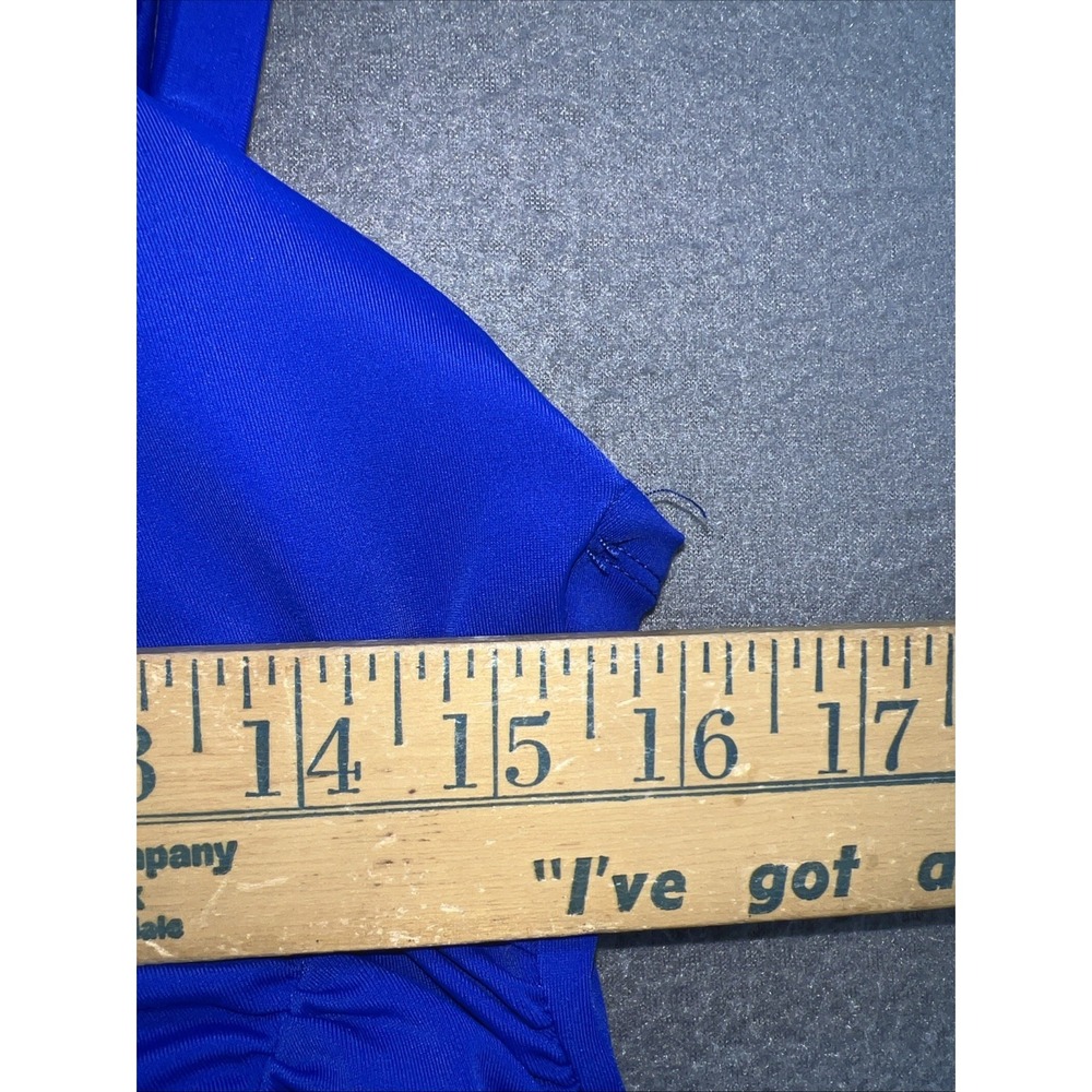 Inches Away Swimsuit Womens Sz 16 Blue One Piece Ruched Sliming Lined - Picture 3 of 11